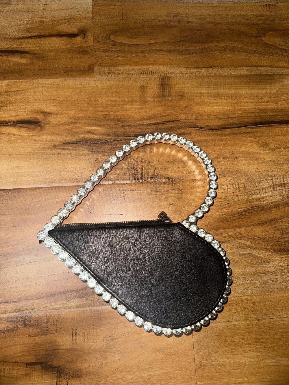 Black heart Rhinestone-Trim Evening Clutch